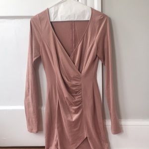 Forever 21 Dresses - Pale pink suede bodycon v-neck dress size small Forever 21 Dresses - Pale pink suede bodycon v-neck dress size small